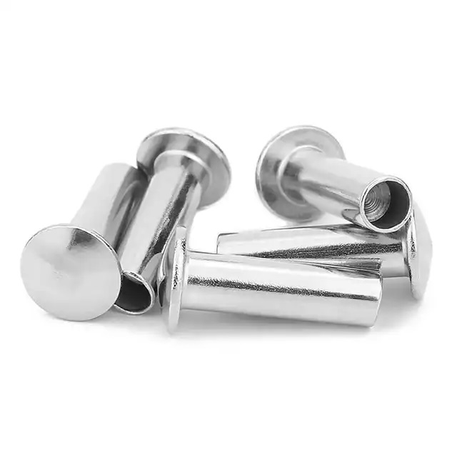 OEM Custom Hardware Zinc Plated Stainless Steel Flat Head Round Head Deep Hole Semi-tubular Hollow Rivet for Sheet Metal Plastic