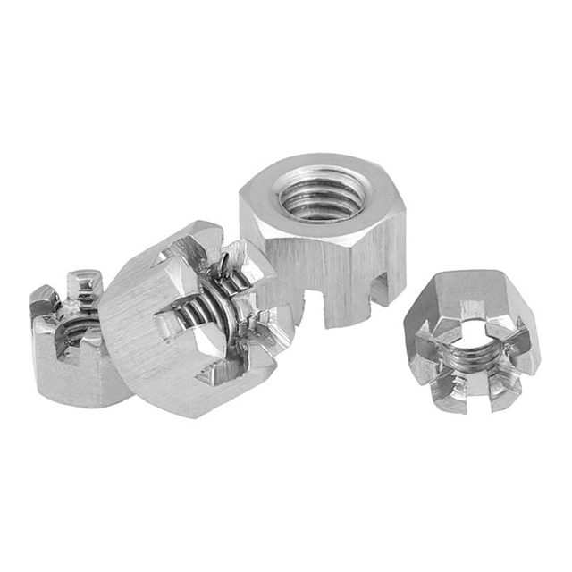 Zinc Plated Carbon Steel Stainless Steel Customized Size Metric Inch Lock Hex Slotted Nut Castle Nuts Crown Nut for Axle Fixing