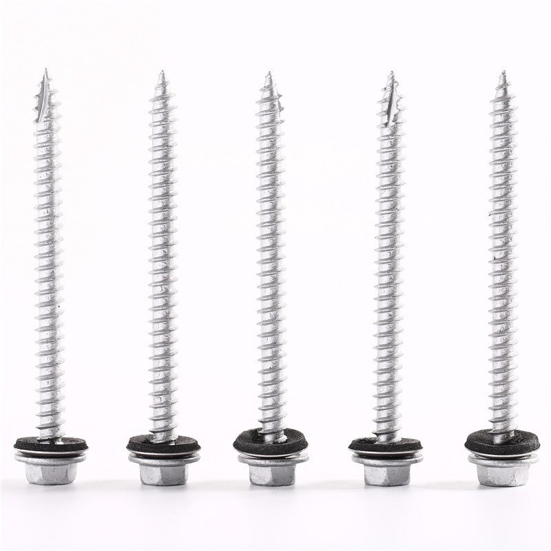M2 410 Stainless Steel Plain Hex Pan Washer Head Pointed Tail Cutting Furniture Self Tapping Wood Screw With Spacer For PV Board