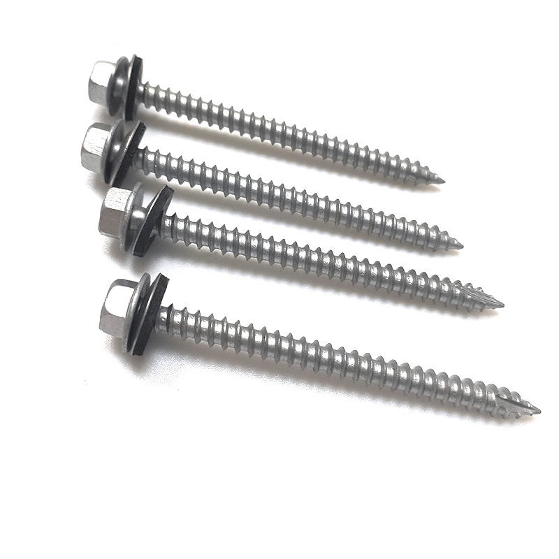 M2 Carbon Steel Zinc Plated Hex Pan Flange Head Pointed Tail Cutting Furniture Self Tapping Wood Screw With Spacer For PV Board
