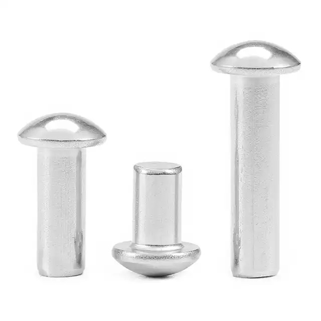 GB827 DIN124 Zinc Plated Custom Length Size Inch Metric Aluminum Brass Steel Round Flat Button Head Solid Rivet for Truck Sheet Metal
