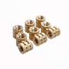 Yellow Internal Thread Copper Two Grooves Cylindrical Studs Twill Knurled Injection Molded Brass Insert Nut For Plastic Housing