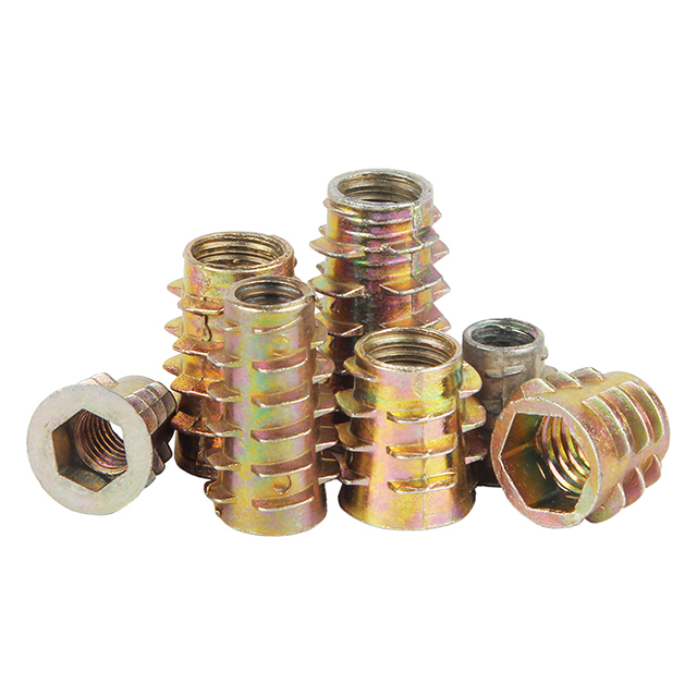 Embedded Carbon Steel Galvanized M4 M5 M6 M8 Zinc Alloy Furniture Hex Socket Stainless Steel Tapping Thread Insert Nut for Wood