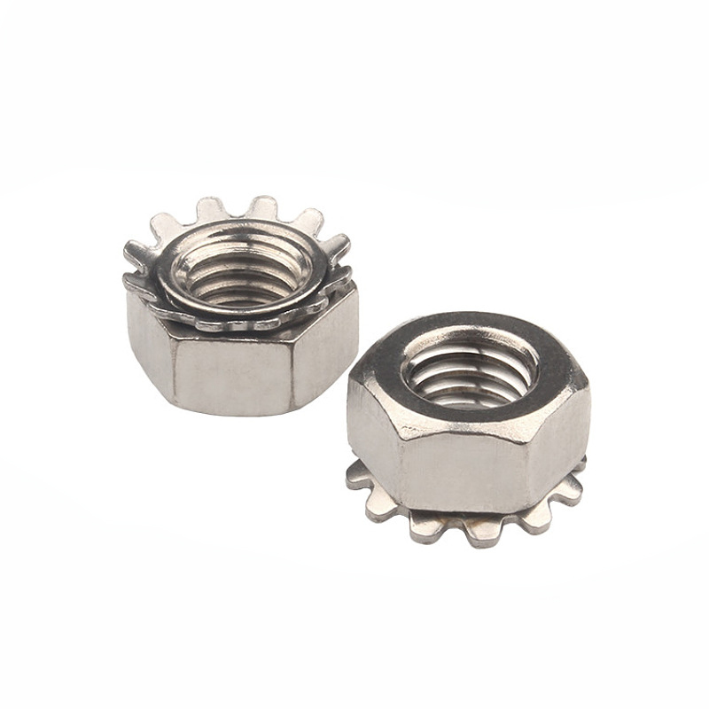 Custom 1/4 Inch 10mm M8 M6 Stainless Steel 304 Anti-slip K-lock Round Hex K Lock Nut K-nut Knuts Nuts