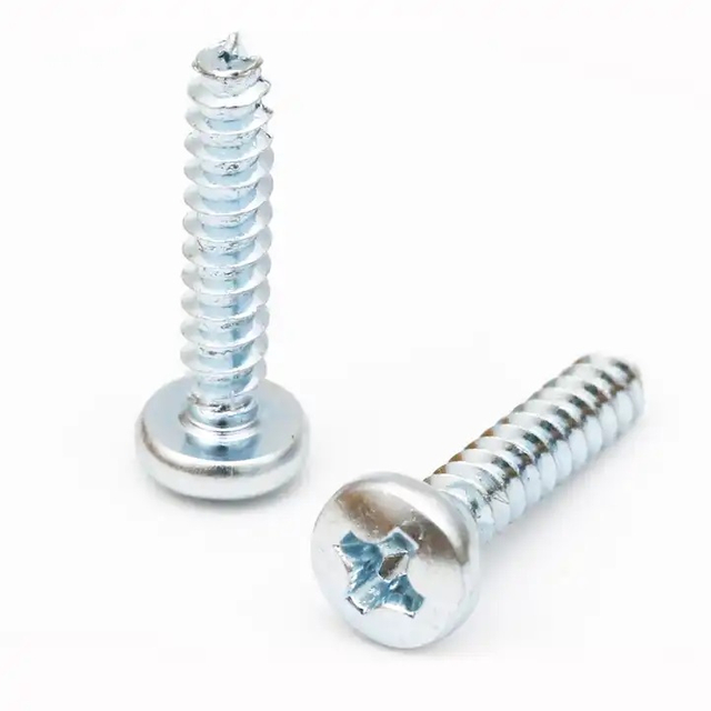 Carbon Steel Blue-white Zinc Plated Phillips Cross Recess Round Head Tail Cutting Self Tapping Screw For Plastic Asbesto Product