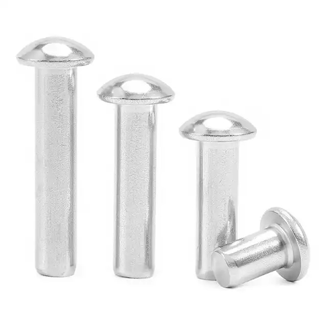 DIN124 Zinc Plated Custom Length Size Inch Metric Aluminum Brass Steel Round Flat Button Head Solid Rivet for Truck Sheet Metal