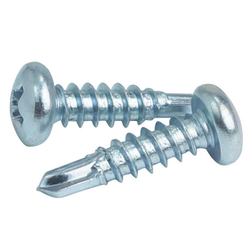 Carbon Steel Blue-white Zinc Plated Furniture Phillips Cross Recess Round Head Self Drilling Screws for Building Renovation Metal Sheet