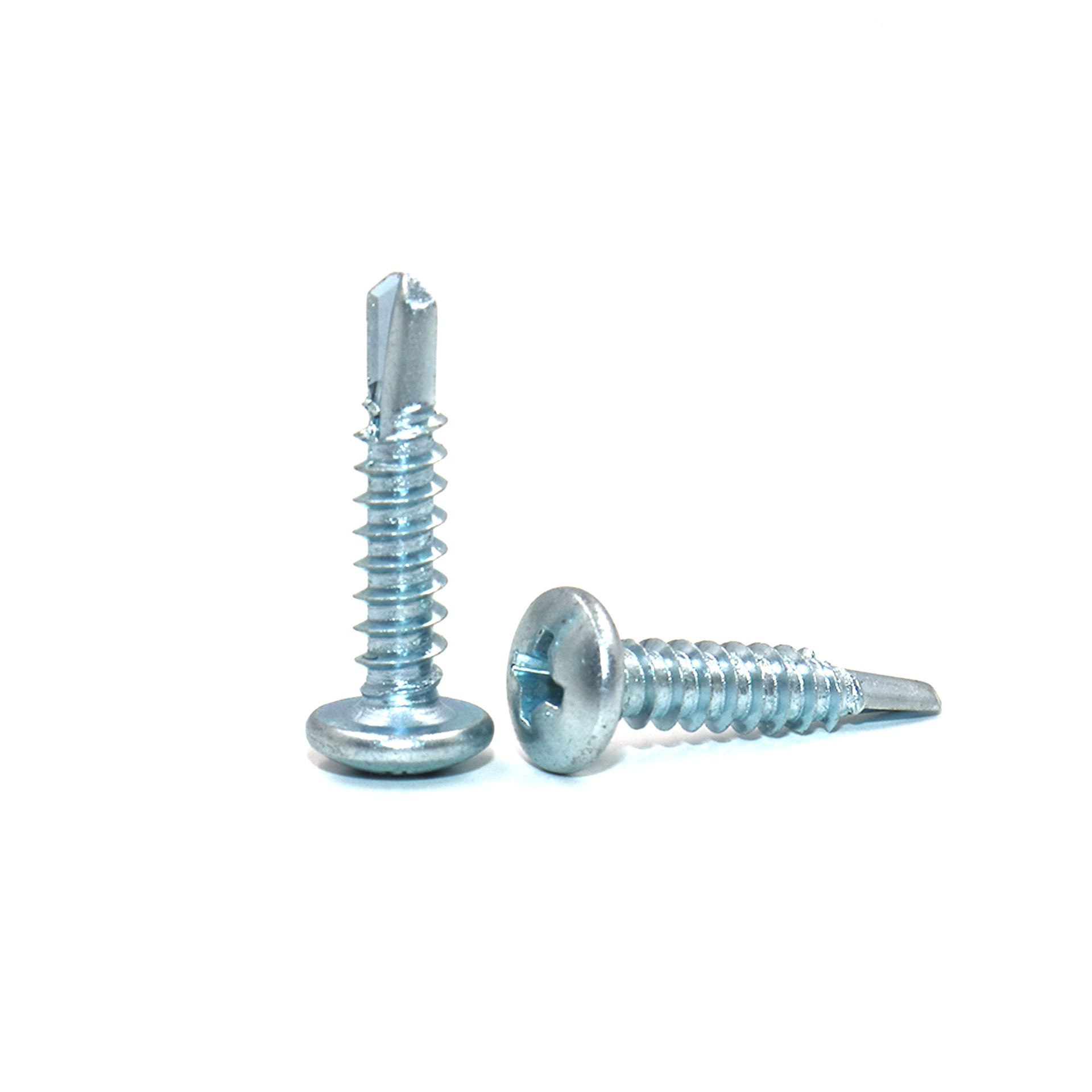Q235 Carbon Steel Blue-white Zinc Plated Furniture Phillips Cross Recess Round Head Self Drilling Screws for Building Renovation Metal Sheet