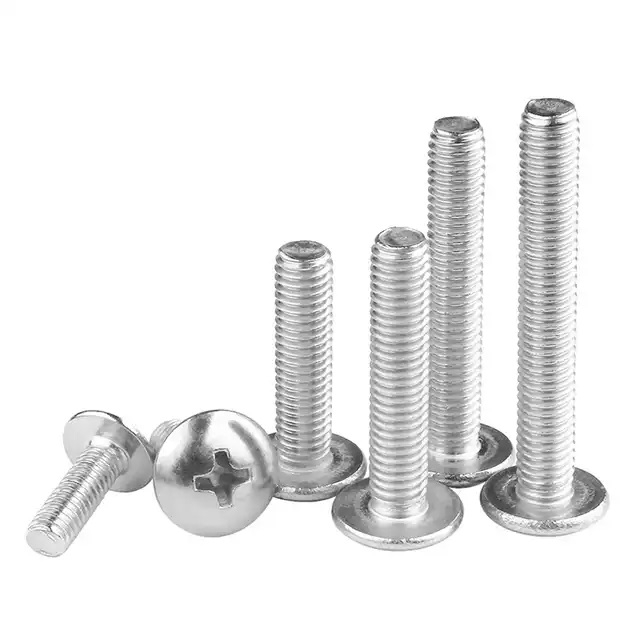 M3 M4 M5 Stainless Steel Carbon Steel Tornillo Flat Round Mushroom Phillips Cross Groove Head Machine Screw for Industry Machine