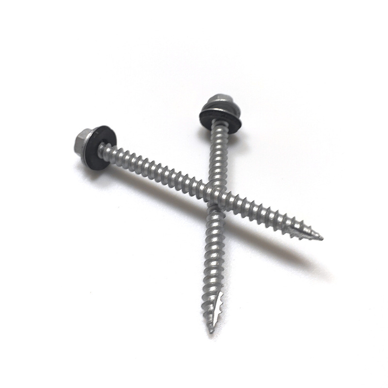 M2 Carbon Steel Zinc Plated Hex Pan Flange Head Pointed Tail Cutting Furniture Self Tapping Wood Screw With Spacer For PV Board