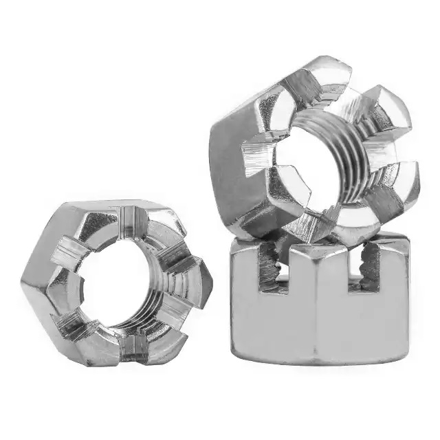 M3 M5.5 Zinc Plated Carbon Steel Stainless Steel Customized Size Metric Inch Castle Crown Nut Six-jawed Nut Lock Hex Slotted Nut