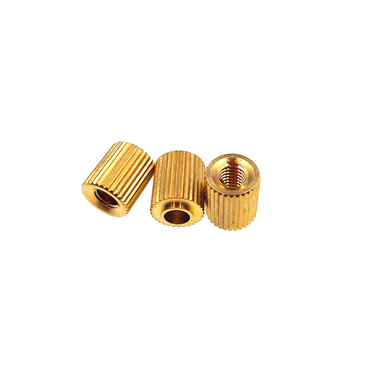 A Grade Copper Heating Molding Stud Vertical Knurled Injection Molded Brass Insert Nut For Plastic Housing