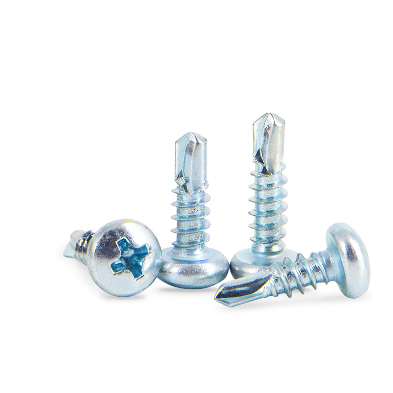 Carbon Steel Blue-white Zinc Plated Furniture Phillips Cross Recess Round Head Self Drilling Screws for Building Renovation Metal Sheet