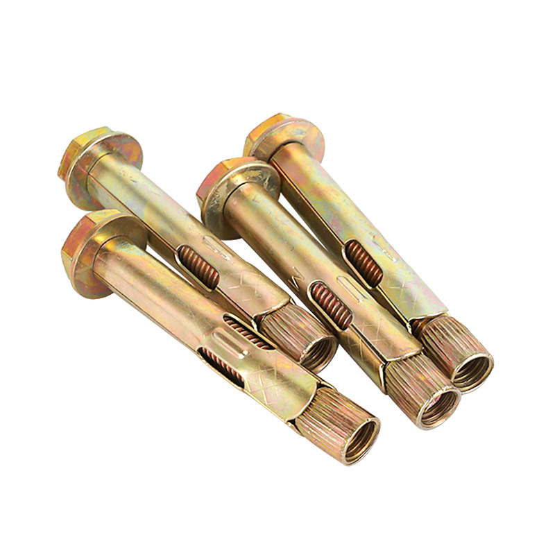 Carbon Steel Yellow Zinc Plated Hexagon Head Bolts with Metal Sleeve And Spacer Extension Anchor Bolt For Concrete Construction