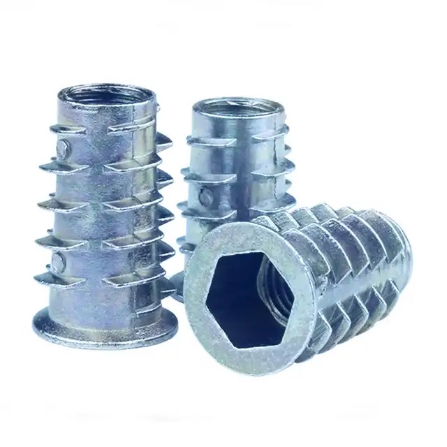 Blue carbon steel galvanized m4 m5 m6 m8 m10 zinc alloy furniture hex socket stainless steel tapping thread insert nut for wood