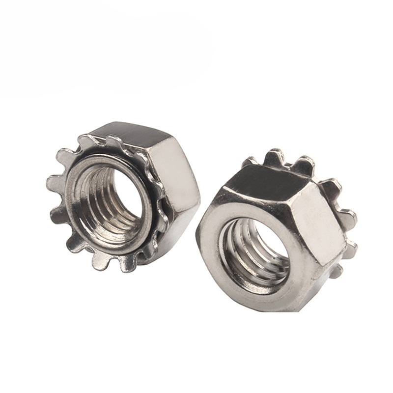 Custom 1/4 Inch 10mm M8 M6 Stainless Steel 304 Anti-slip K-lock Round Hex K Lock Nut K-nut Knuts Nuts