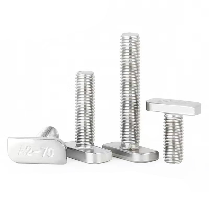 Customized Galvanized Carbon Steel T-bolts Stainless Steel 302 304 316 A2-40 A2-70 Plain Flat Rectangular Head Bolts For T-Slot