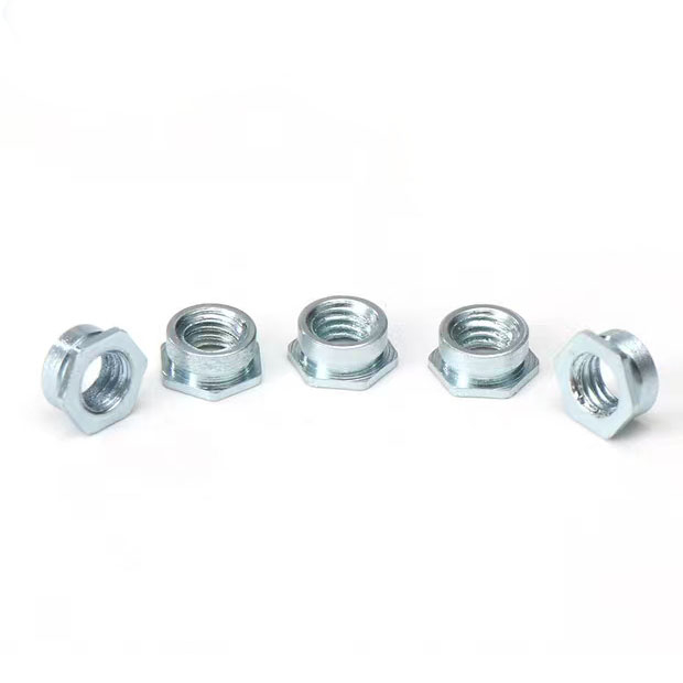 M5 M6 Carbon Steel Blue And White Zinc Plated Hexagon Flush Flare in Embedded Self Clinching Insert Nut for Metal Sheet Industry