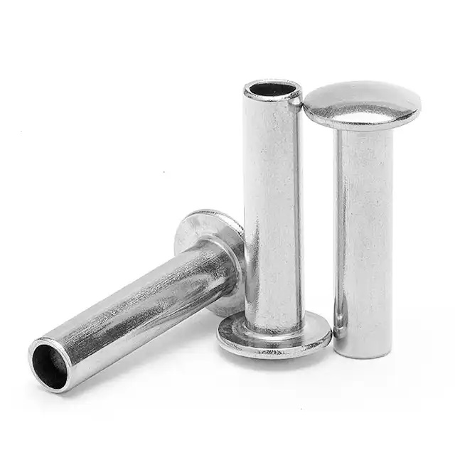 OEM Custom Hardware Zinc Plated Stainless Steel Flat Head Round Head Deep Hole Semi-tubular Hollow Rivet for Sheet Metal Plastic