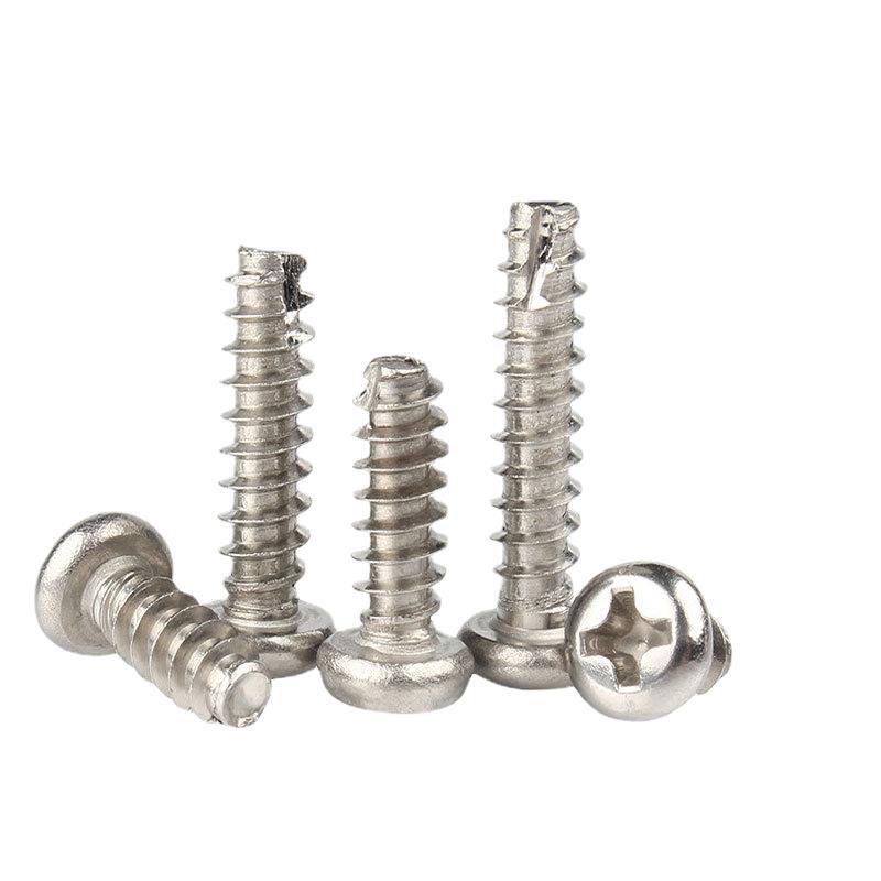 Steel Nickel-plated Flat-tailed Phillips Cross Recess Round Head Tail Cutting Self Tapping Screws For Plastics Asbestos Wood Products Metal Sheet