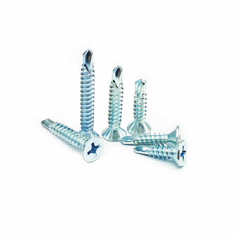 Carbon Steel 1022 Blue-white Zinc Plated Furniture Phillips Cross Recess Flat Countersunk Head Self Drilling Screw for Building Metal Sheet