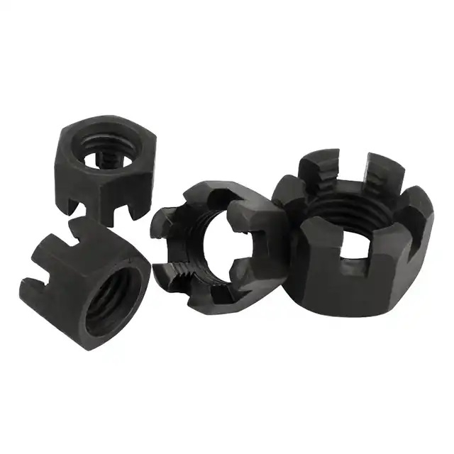 Black Oxide Zinc Plated Carbon Steel Stainless Steel Six Jaw Castle Crown Nut Customized Size Metric Inch Lock Hex Slotted Nut