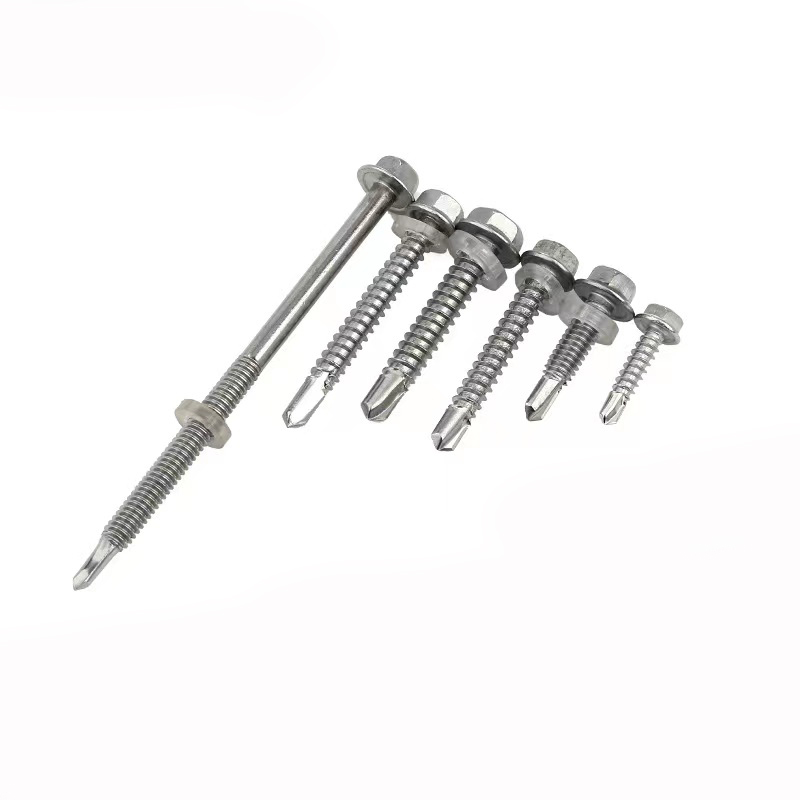 M4 M6 DIN7504 Stainless Steel 304 316 Full Thread Half Thread Drill End Hex Washer Head Self Drilling Screw For Color Steel Tile