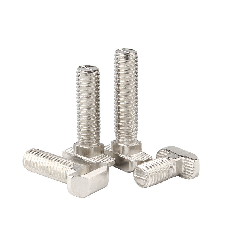 YJT1013 Stainless Steel 302 304 316 A2-40 A2-70 External Thread Screws Flat Rectangular Knurled Head T-bolts With Linear Grooves