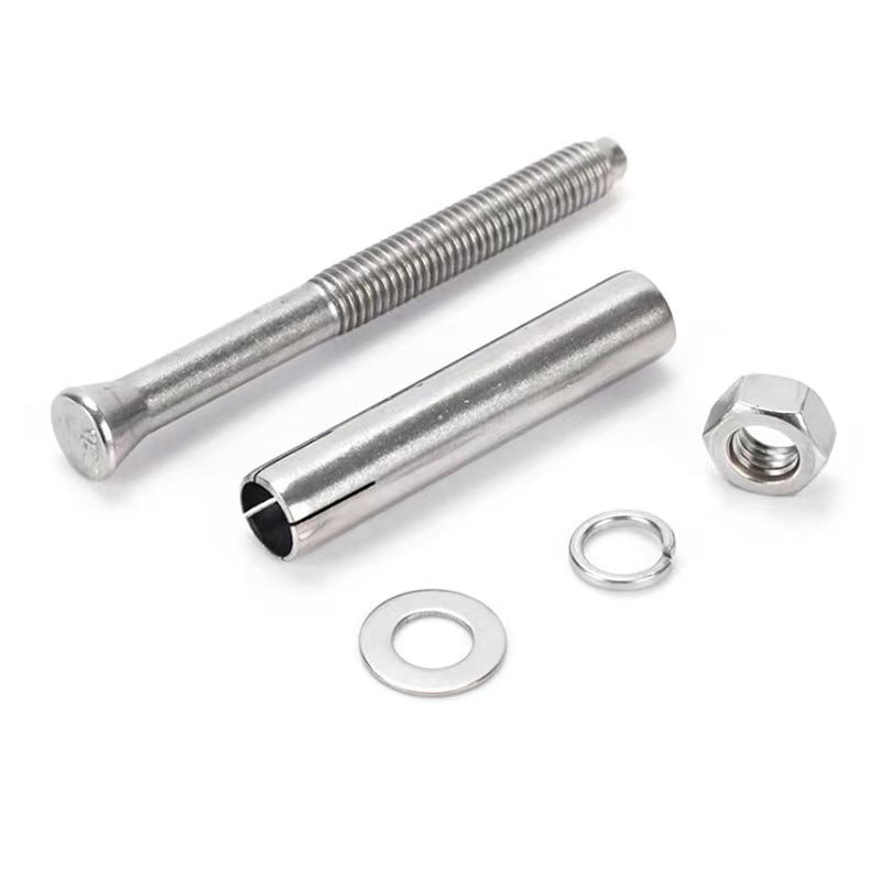 304 Stainless Steel Galvanized Sleeve Type Expansion Anchor Bolts With Hexagon Nuts Spring Washers And Flat Washers for Concrete Construction