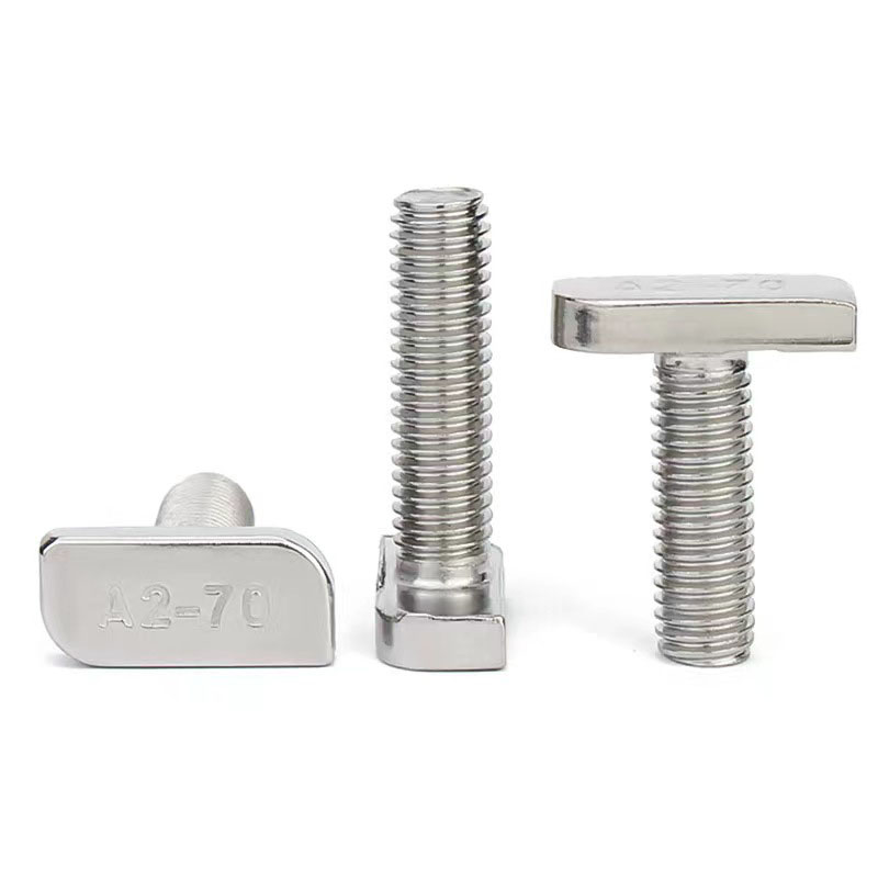 Customized Galvanized Carbon Steel T-bolts Stainless Steel 302 304 316 A2-40 A2-70 Plain Flat Rectangular Head Bolts For T-Slot