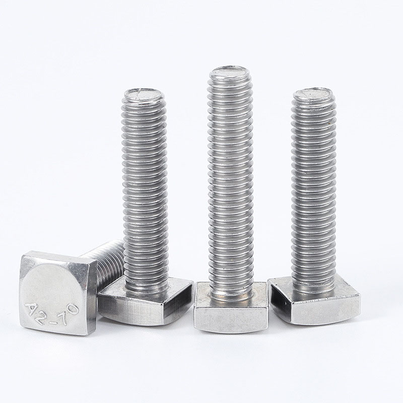 Customized Stainless Steel 302 304 316 A2-40 A2-70 Plain ZINC Plated Chamfer Rectangular Square Head Bolts GB35 for Square Slot