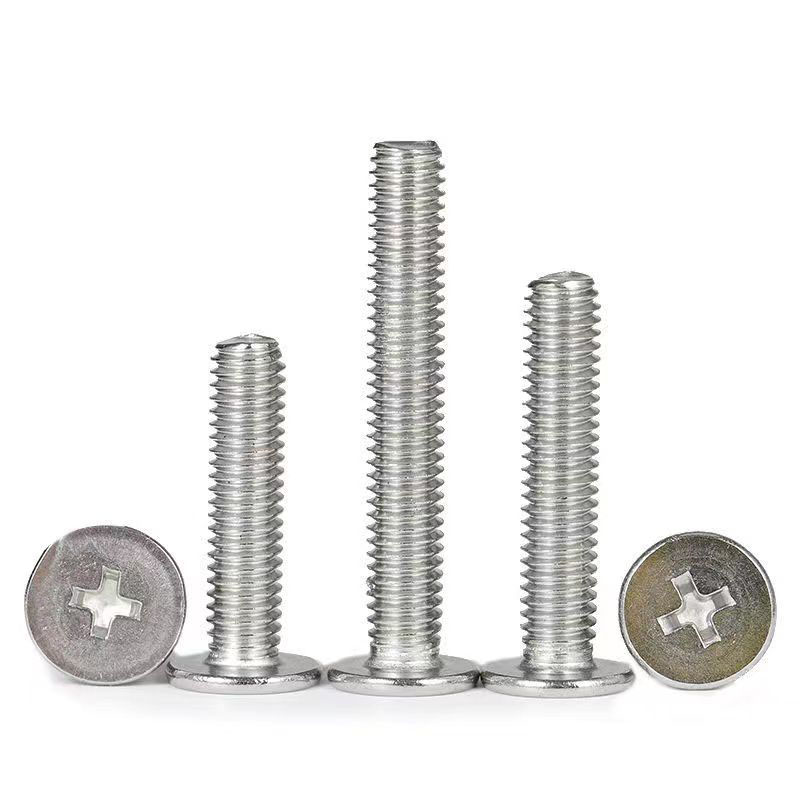 Customized Silver Stainless Steel 304 Plain Large Flat Round Head Flat End Phillips Slot Cross Recess Machine Screw For Industry
