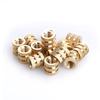 Yellow Internal Thread Copper Two Grooves Cylindrical Studs Twill Knurled Injection Molded Brass Insert Nut For Plastic Housing