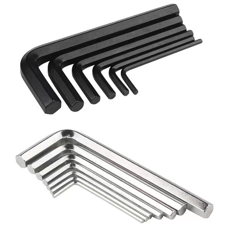 Stainless 45# 70# S2 High Strength Alloy Steel L Shape Screwdriver Hexagonal Figure-of-7 Wrench Long Arm Hex Key With Flat End