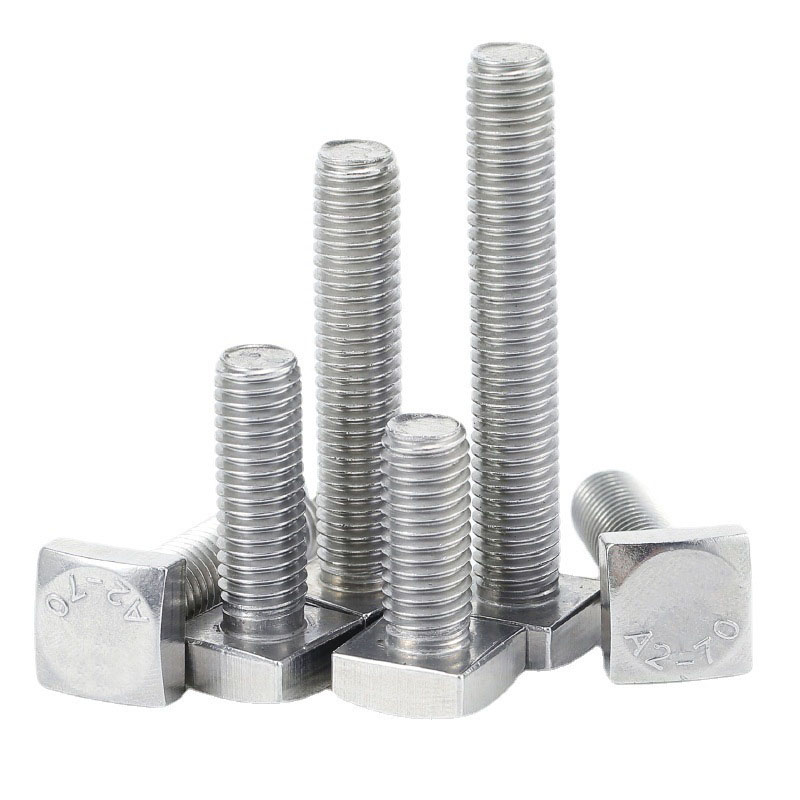 Customized Stainless Steel 302 304 316 A2-40 A2-70 Plain ZINC Plated Chamfer Rectangular Square Head Bolts GB35 for Square Slot