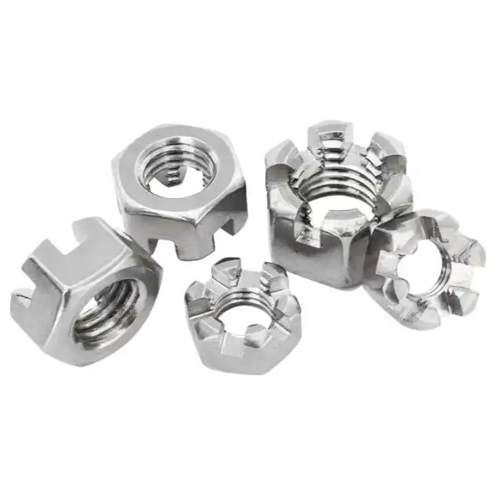 M4.2 Zinc Plated Carbon Steel Stainless Steel Size Metric Inch Slotted Lock Hex Slotted Nut Crown Nut Castle Nut for Axle Fixing