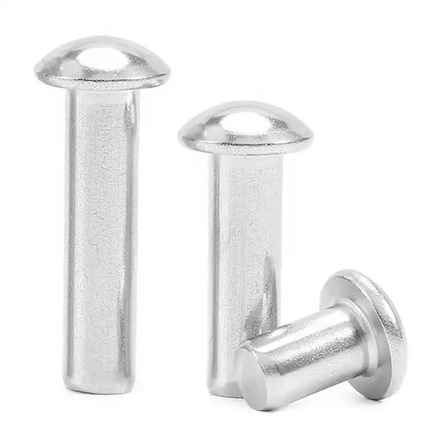 DIN124 Zinc Plated Custom Length Size Inch Metric Aluminum Brass Steel Round Flat Button Head Solid Rivet for Truck Sheet Metal