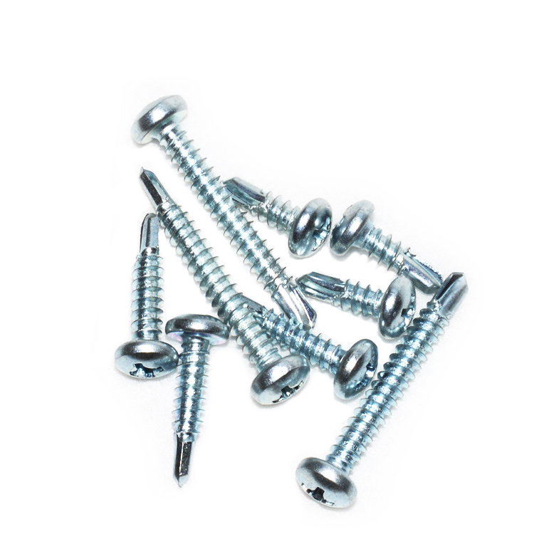 Q235 Carbon Steel Blue-white Zinc Plated Furniture Phillips Cross Recess Round Head Self Drilling Screws for Building Renovation Metal Sheet