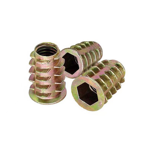 Yellow Zinc Plated Carbon Steel Galvanized M4 M5 M6 M8 Furniture Hex Socket Stainless Steel Tapping Thread Insert Nut for Wood
