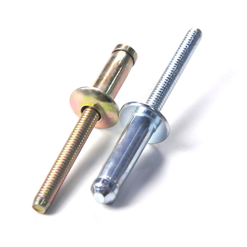 4.8mm Carbon Steel Passivated Yellow Zinc Plated Flat Round Truss Head Horizontal Stripe Shank Blind Pop Rivets for Metal Sheet