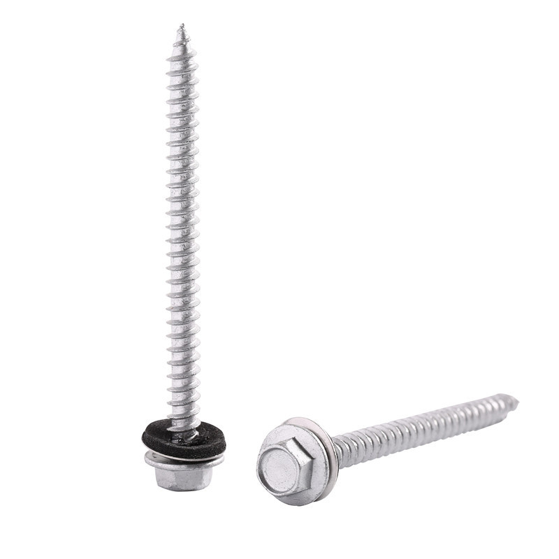 M2 410 Stainless Steel Plain Hex Pan Washer Head Pointed Tail Cutting Furniture Self Tapping Wood Screw With Spacer For PV Board