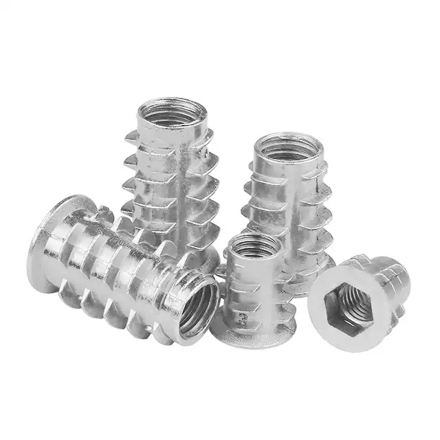 Carbon M3 Steel Stainless Steel Brass Galvanized Zinc Alloy Furniture Hex Socket Tapping Thread Insert Nut for Wood Or Plastic