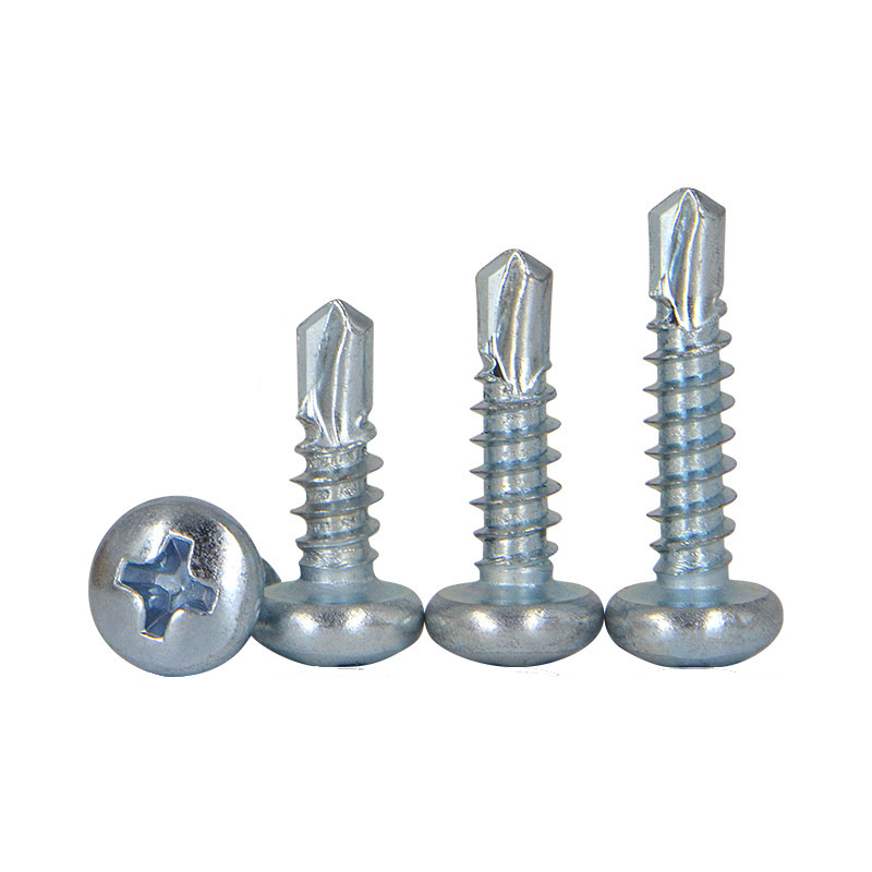 Carbon Steel Blue-white Zinc Plated Furniture Phillips Cross Recess Round Head Self Drilling Screws for Building Renovation Metal Sheet