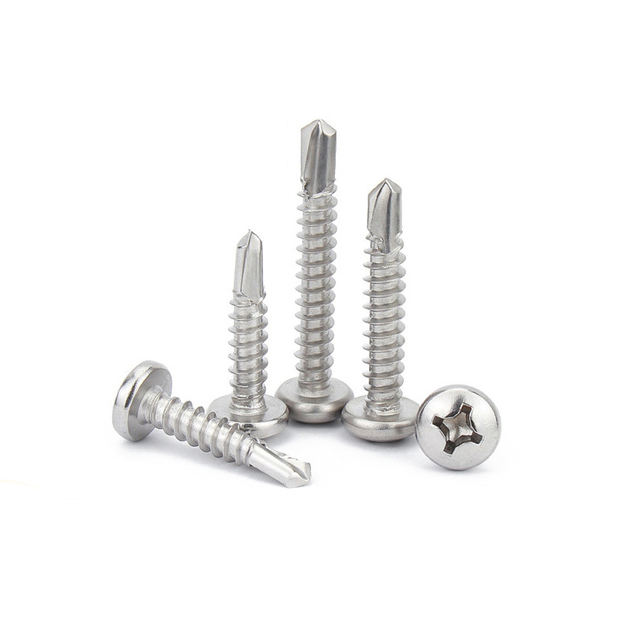 Stainless Steel 304 Furniture Phillips Cross Recess Phillips Round Head Self Drilling Screws for Building Renovation Metal Sheet