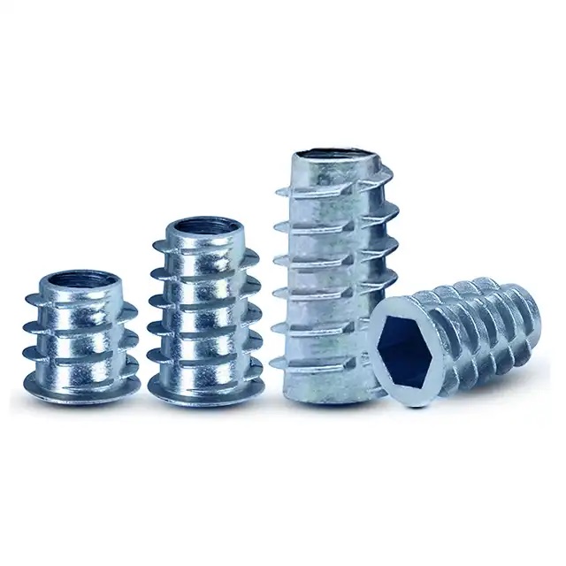 Blue carbon steel galvanized m4 m5 m6 m8 m10 zinc alloy furniture hex socket stainless steel tapping thread insert nut for wood