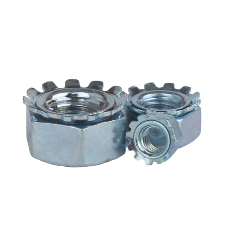 Custom 1/4 Inch 10mm M8 M6 Blue-White Zinc Plated Anti-slip K-lock Carbon Steel Round Hex K Lock Nut K-nut Knuts Nuts