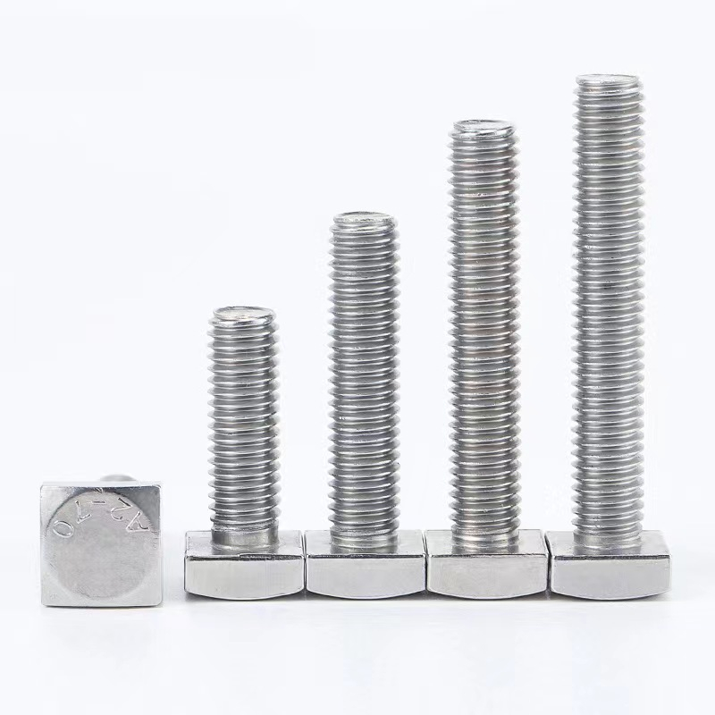 Customized Stainless Steel 302 304 316 A2-40 A2-70 Plain ZINC Plated Chamfer Rectangular Square Head Bolts GB35 for Square Slot