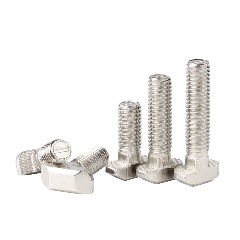 YJT1013 Stainless Steel 302 304 316 A2-40 A2-70 External Thread Screws Flat Rectangular Knurled Head T-bolts With Linear Grooves