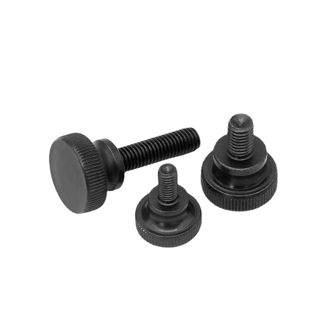 M2 Stainless Steel 304 Black Zinc Plated Bing Vertical Stripe Knurled Head Step Adjustment Thumb Screw For Electronics Industry