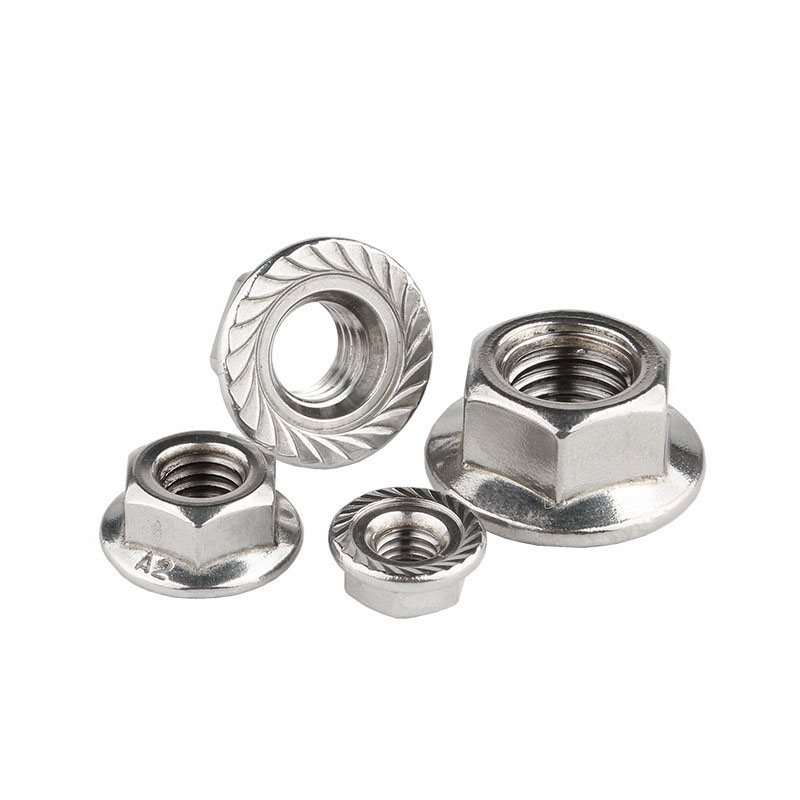 Zinc Plated M25 M30 Big Huge Stainless Steel Carbon Steel Insert Nylon Self Locking Hex Flange Nut with Grooves for Bolt And Heavy Industry